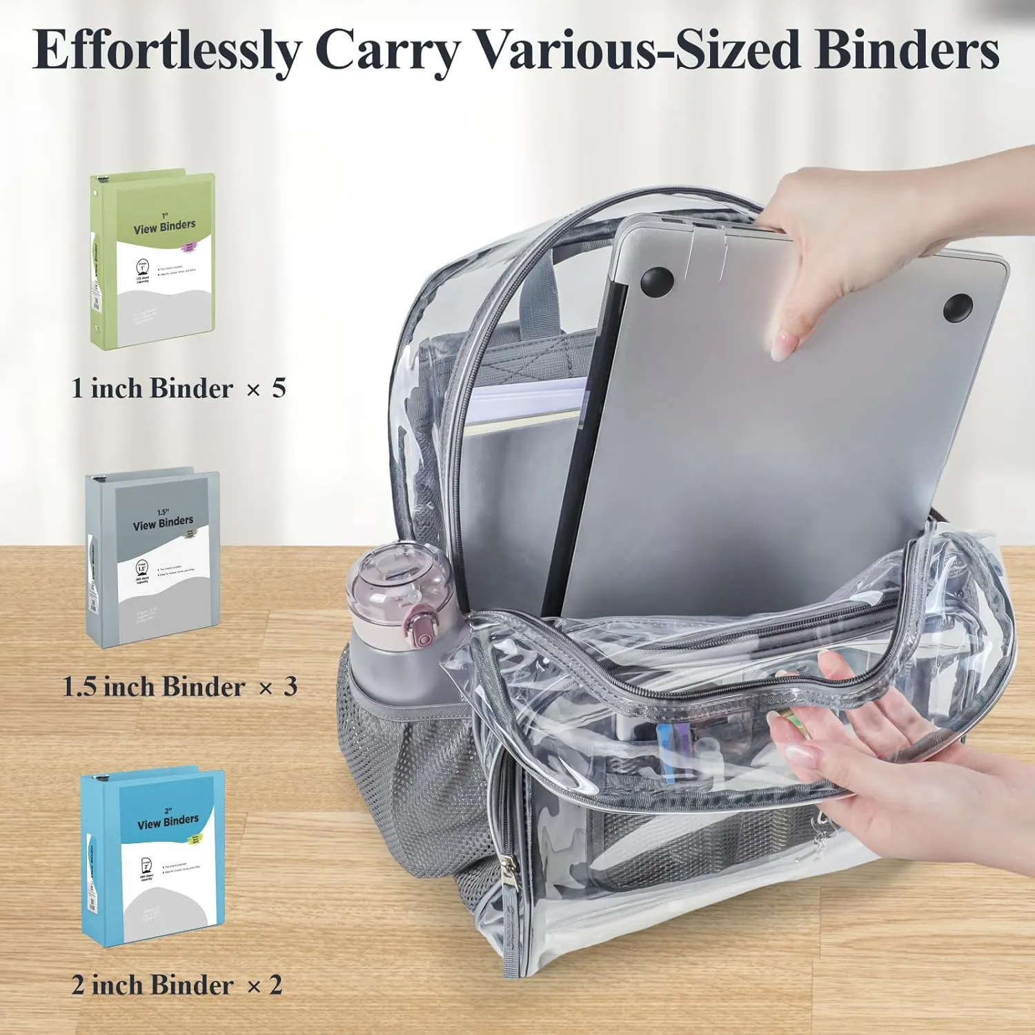 PACKISM Clear Backpack - 2 Pack Large Clear Backpack Heavy Duty Transparent Backpacks for School, See Through Bookbag for Student, Work, Travel, Grey(for age 12 above)