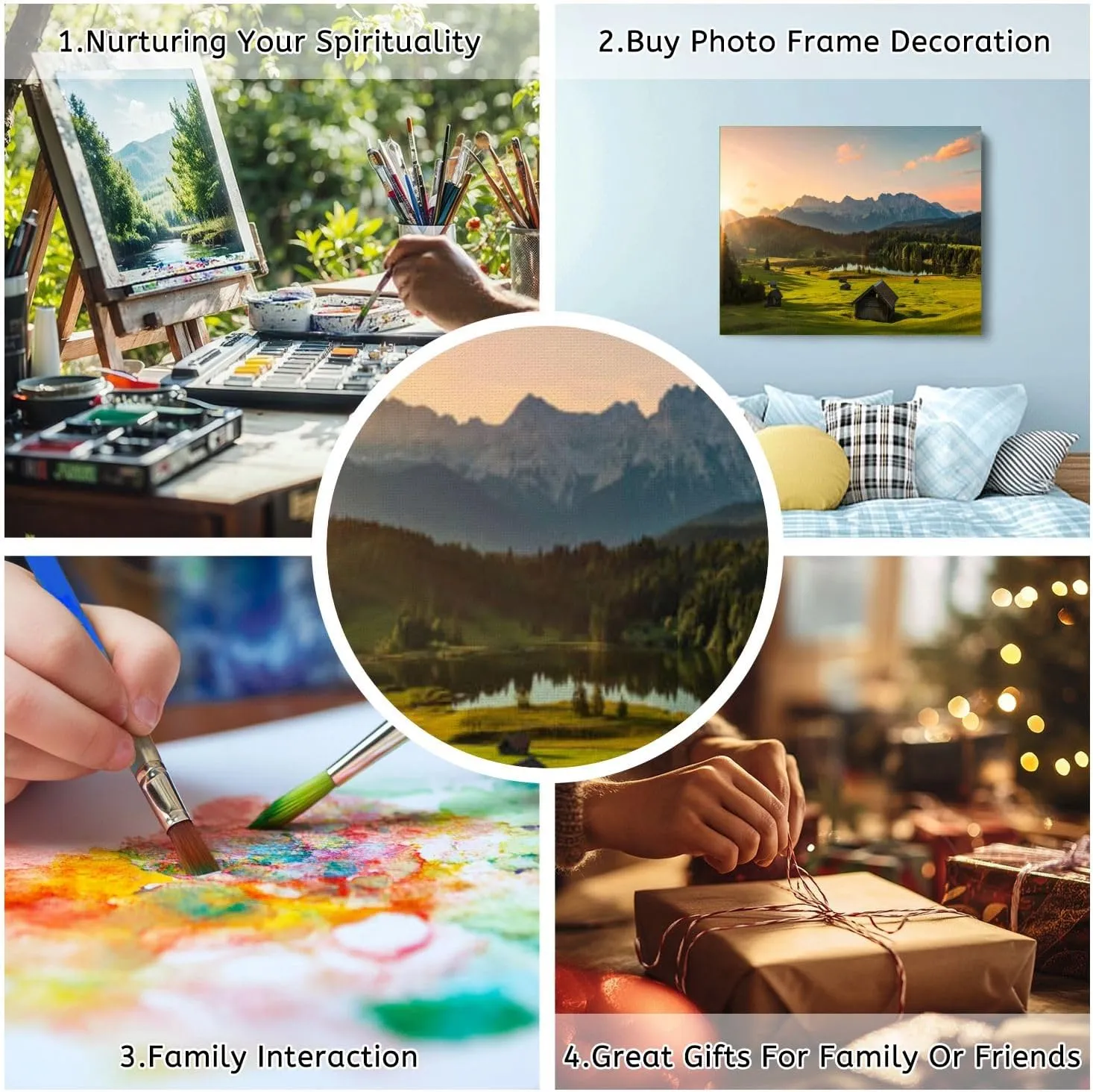 Paint by Numbers Kit for Adults Beginner Magic Sunrise Alpine Lake Geroldsee view to mount Karwendel Garmisch DIY Framed Painting by Numbers Canvas Acrylic Oil Painting for Home Decor Gifts 16"x20"