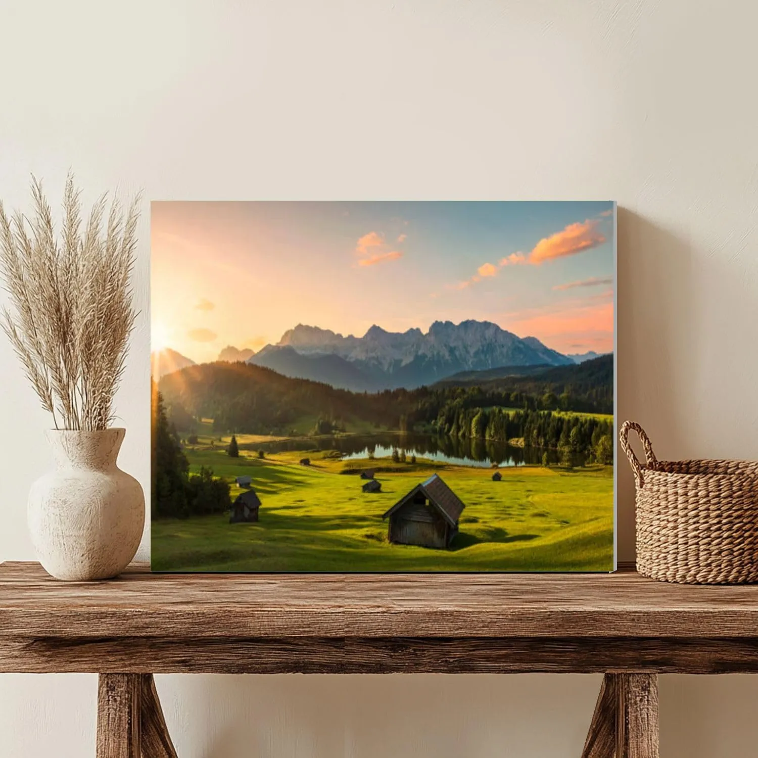 Paint by Numbers Kit for Adults Beginner Magic Sunrise Alpine Lake Geroldsee view to mount Karwendel Garmisch DIY Framed Painting by Numbers Canvas Acrylic Oil Painting for Home Decor Gifts 16"x20"