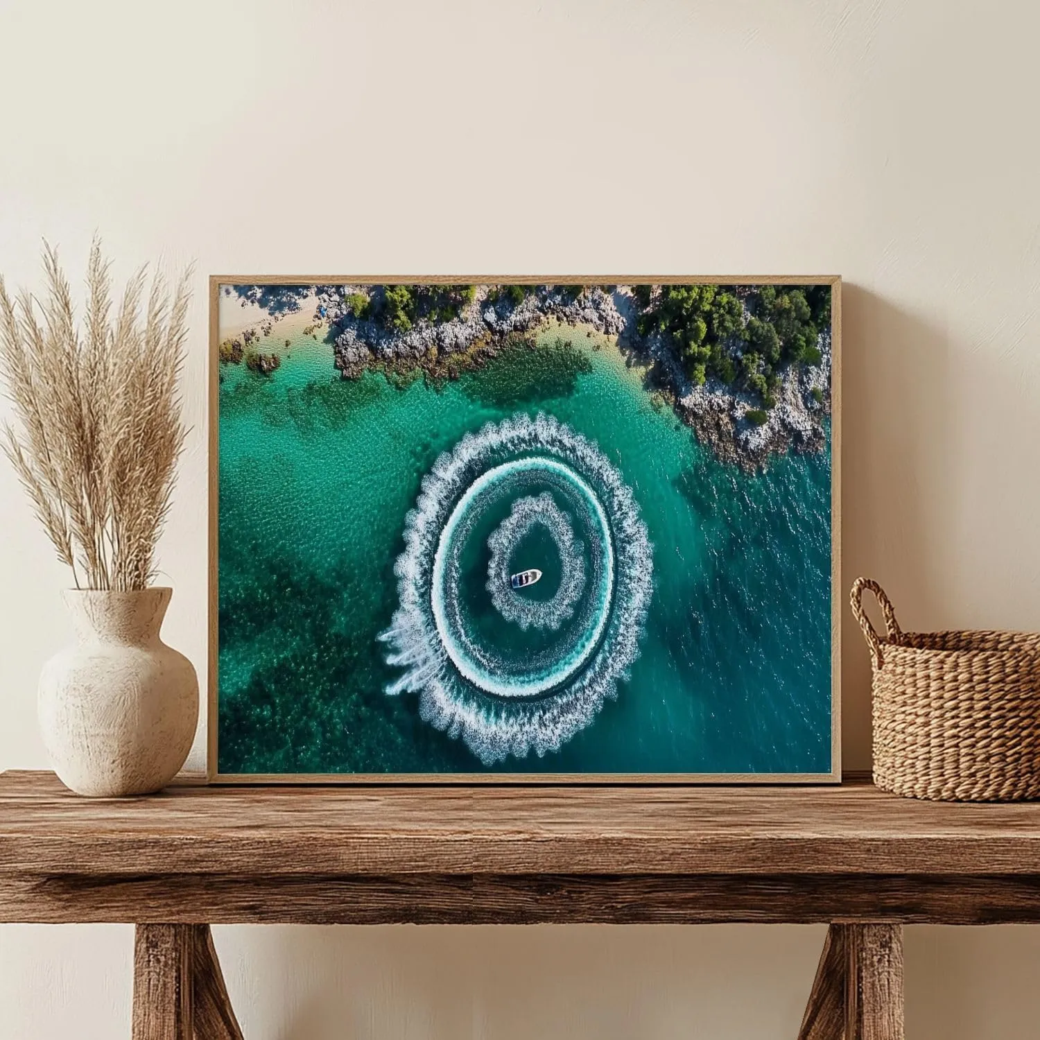 Paint by Numbers Kit for Adults Beginner Zoom out amazing aerial view man driving personal watercraft ocean DIY Painting by Numbers on Canvas Acrylic Oil Painting for Home Decor Gifts 16"x20"