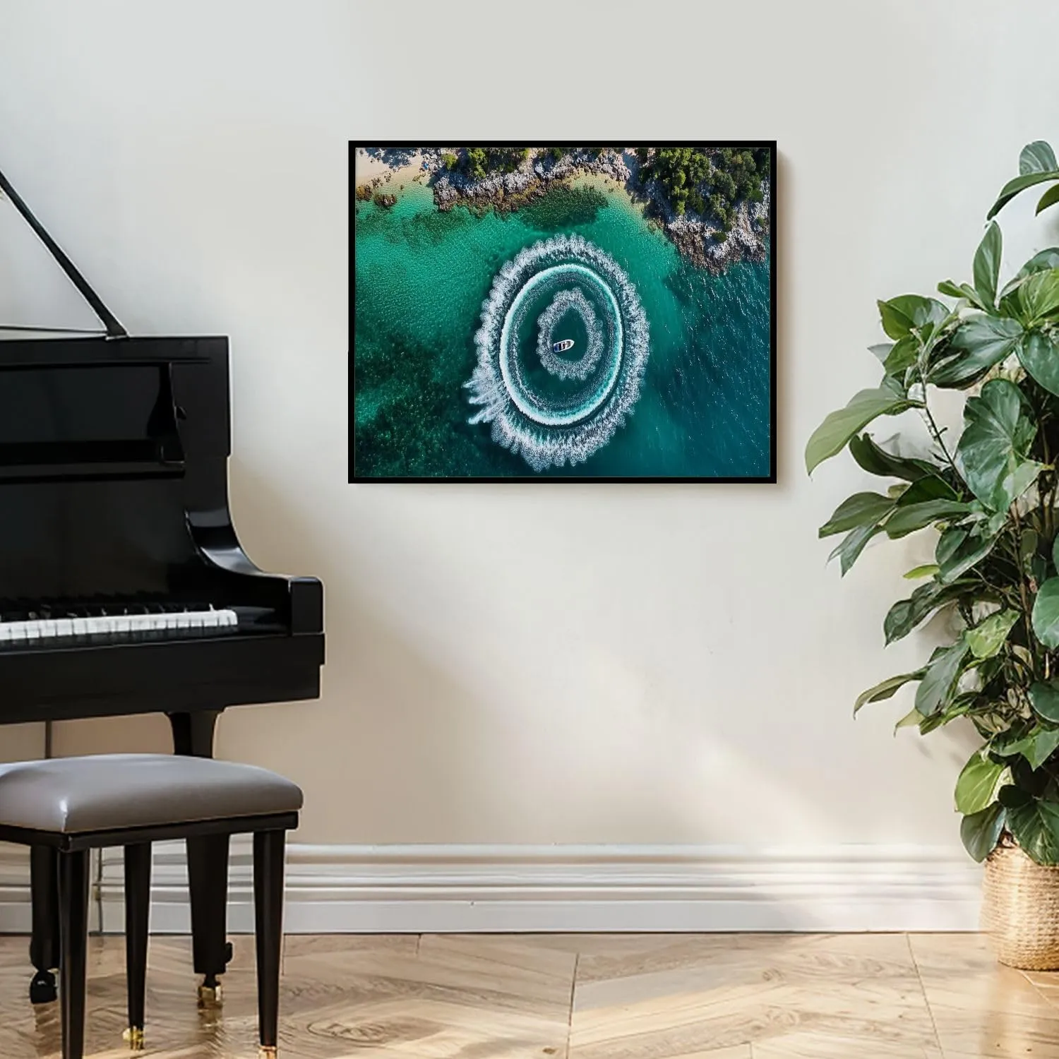 Paint by Numbers Kit for Adults Beginner Zoom out amazing aerial view man driving personal watercraft ocean DIY Painting by Numbers on Canvas Acrylic Oil Painting for Home Decor Gifts 16"x20"