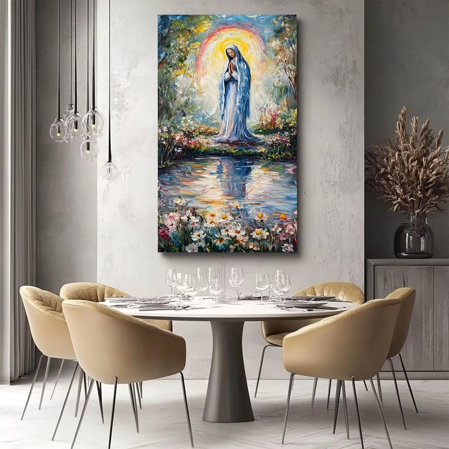 Paint by Numbers Kit for Adults - Holy Mother Adult Paint by Number Kits on Canvas for Beginners, Flower DIY Acrylic Oil Number Painting Kits for Home Wall Decor, Wall Art Gift 14" Wx28 L A -F/C