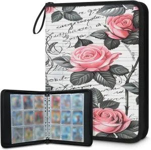 Paris 3 Ring Trading Zipper Binder Strap, Trading Card Binder 4 Pocket, 400 Pockets Card Holder with 50 Removable Sleeves for Game Cards