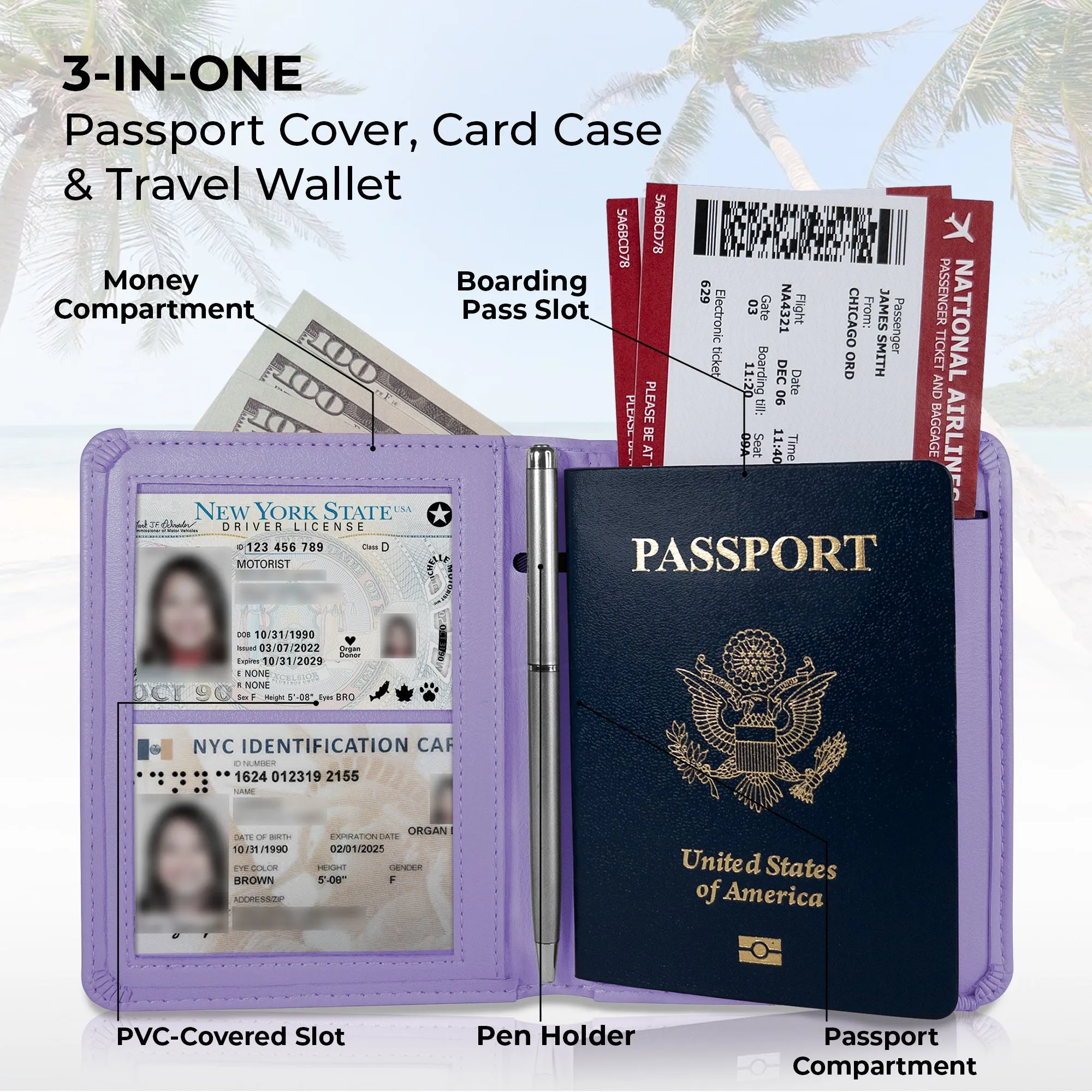 Passport Holder & Wallet - Lavender