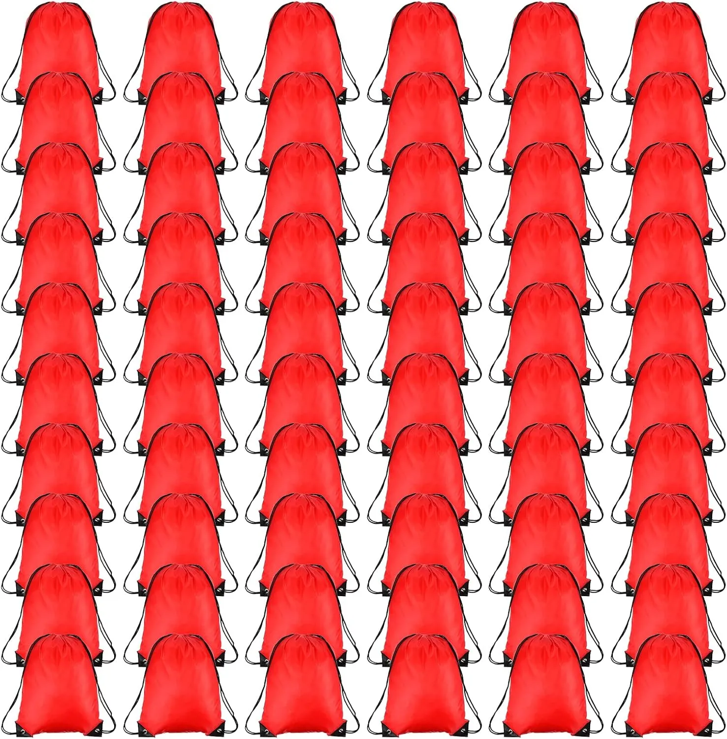 PATIKIL Drawstring Backpack Bulk 60 Pack Draw String Bags 210D Polyester Gym Cinch Sack for Women Men Gym Sport Travel Party, Red (16.5" x 13.3")