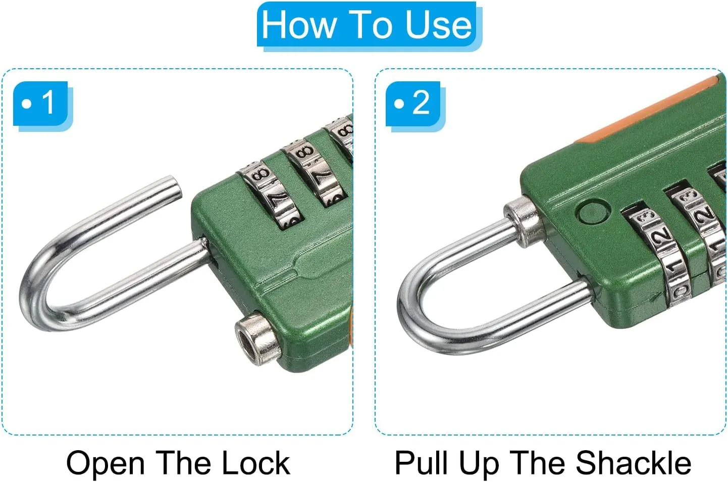PATIKIL Security Steel Cable with 4 Digit Combination Lock, 6.5Ft Coated Safety Wire Rope Double Loop Padlock for Outdoor Travel Luggage, Green