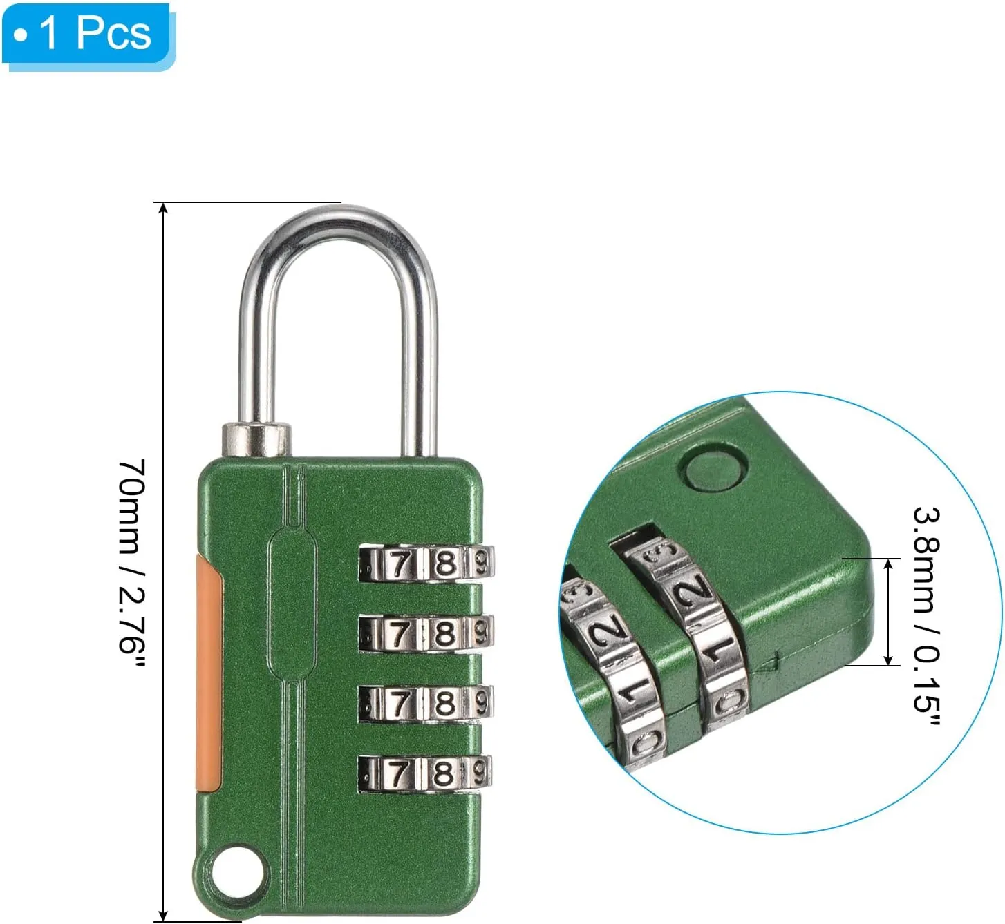 PATIKIL Security Steel Cable with 4 Digit Combination Lock, 6.5Ft Coated Safety Wire Rope Double Loop Padlock for Outdoor Travel Luggage, Green