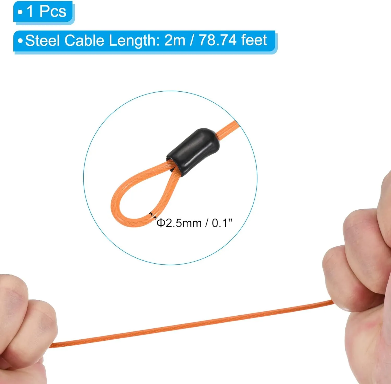 PATIKIL Security Steel Cable with 4 Digit Combination Lock, 6.5Ft Coated Safety Wire Rope Double Loop Padlock for Outdoor Travel Luggage, Rose Gold