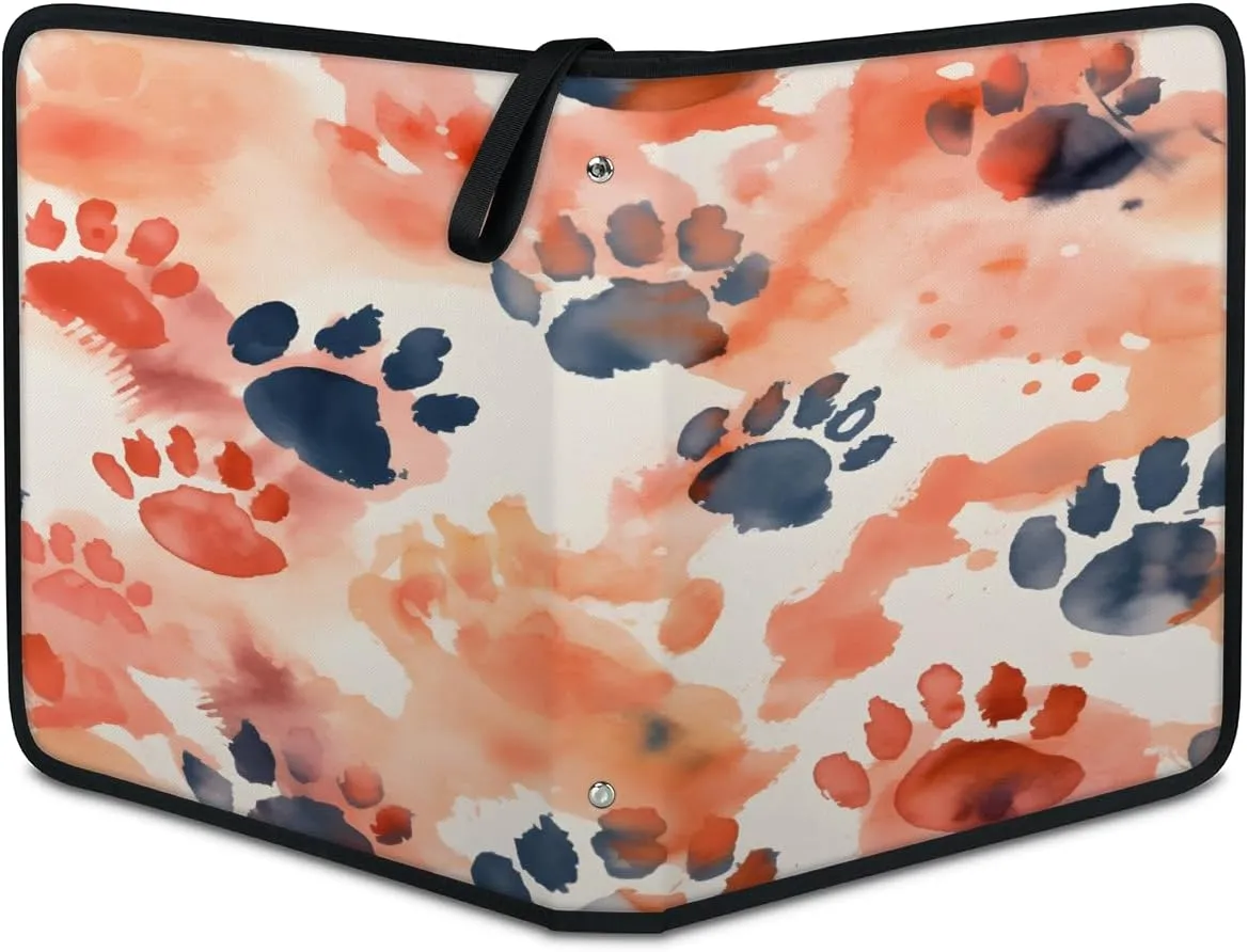Paw Print 3 Ring Trading Zipper Binder Strap, Trading Card Binder 9 Pocket, 900 Pockets Card Holder with 50 Removable Sleeves for Game Cards