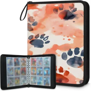 Paw Print 3 Ring Trading Zipper Binder Strap, Trading Card Binder 9 Pocket, 900 Pockets Card Holder with 50 Removable Sleeves for Game Cards