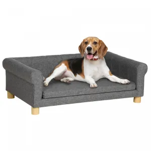 Pawhut Modern Pet Sofa Cat Or Medium Large Dog Bed W/ Removable Seat Cushion, Dark Grey|Pawhut Canape Moderne Pour Animal Domestique Lit Pour Chat Ou Grand Chien Avec Coussin De Siege Amov