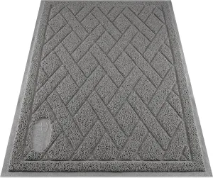 Pawkin Cat Litter Mat, Patented Design with Litter Lock Mesh, Extra Large, Durable, Easy to Clean, Soft, Fits Under Litter Box, Litter Free Floors, Gray