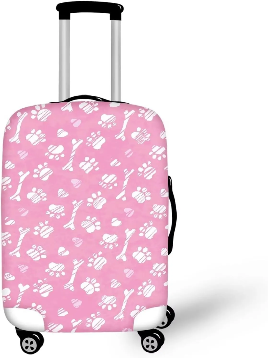 Paws Love Bones Suitcase Cover Protectors 18/24/28/32 Inch Luggage Cover for Wheeled Suitcase Travel Elastic Suitcase Protector Custom Suitcase Cover Duffle Bag Covers Protector for Travel-L