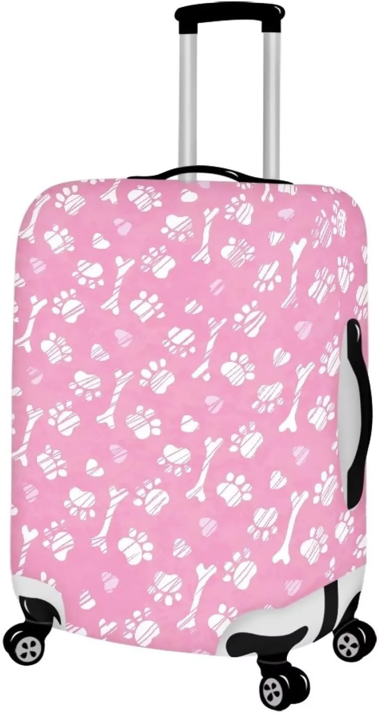 Paws Love Bones Suitcase Cover Protectors 18/24/28/32 Inch Luggage Cover for Wheeled Suitcase Travel Elastic Suitcase Protector Custom Suitcase Cover Duffle Bag Covers Protector for Travel-L