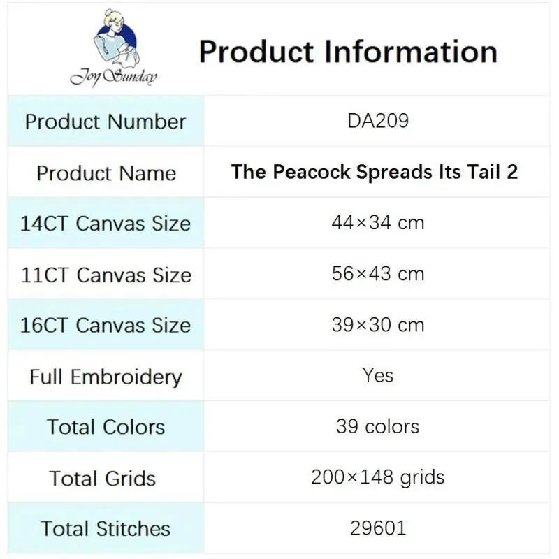 Peacock Open Screen Animal Cross Stitch Embroidery Kits