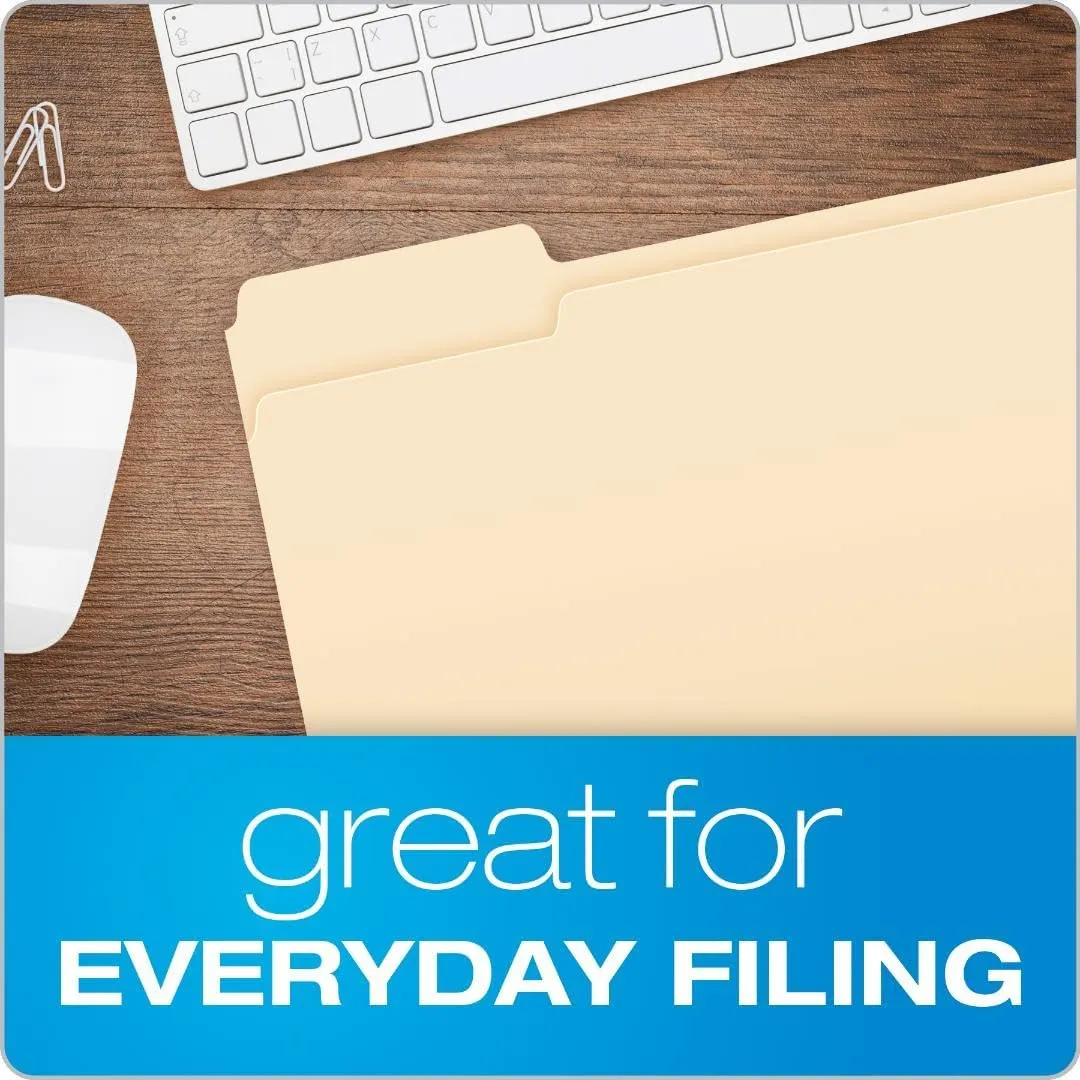 Pendaflex File Folders, Letter Size, 8-1/2" x 11", Classic Manila, 1/3-Cut Tabs in Left, Right, Center Positions, 100 Per Box (65213)