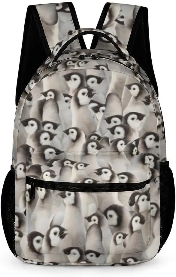Penguin Backpack for Kids Girls Boys, Cute Baby Fuzzy Penguin Bookbag, Cute Children Backpack for School & Travel, Laptop Computer Backpack for Teens, Elementary Middle School Bag, 16 Inch