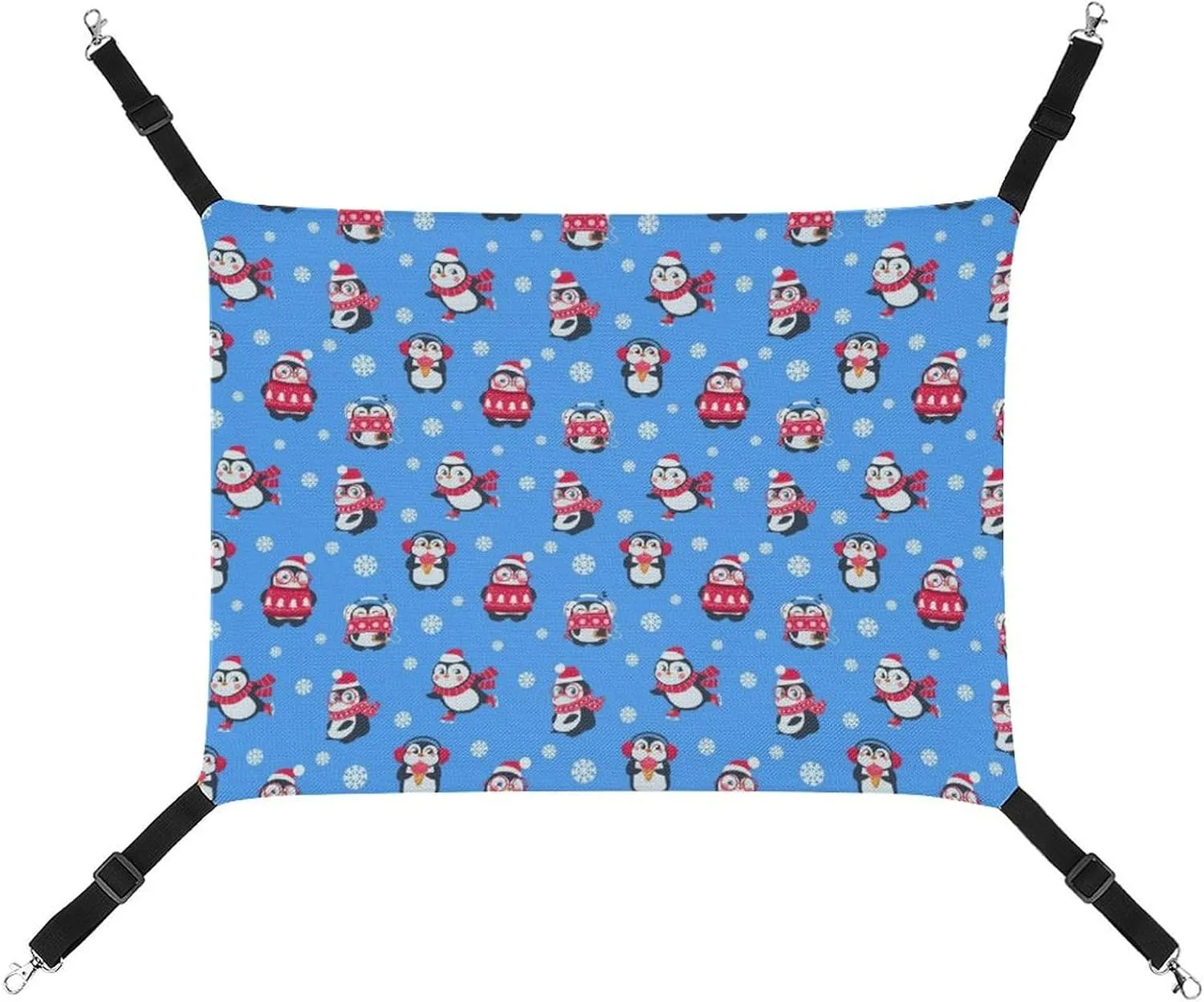Penguins Christmas Hanging Cat Bed Soft Breathable Pet Hammock for Cage Pet Sleeper for Kitten Ferret Puppy Rabbit