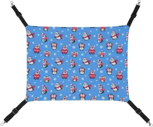 Penguins Christmas Hanging Cat Bed Soft Breathable Pet Hammock for Cage Pet Sleeper for Kitten Ferret Puppy Rabbit