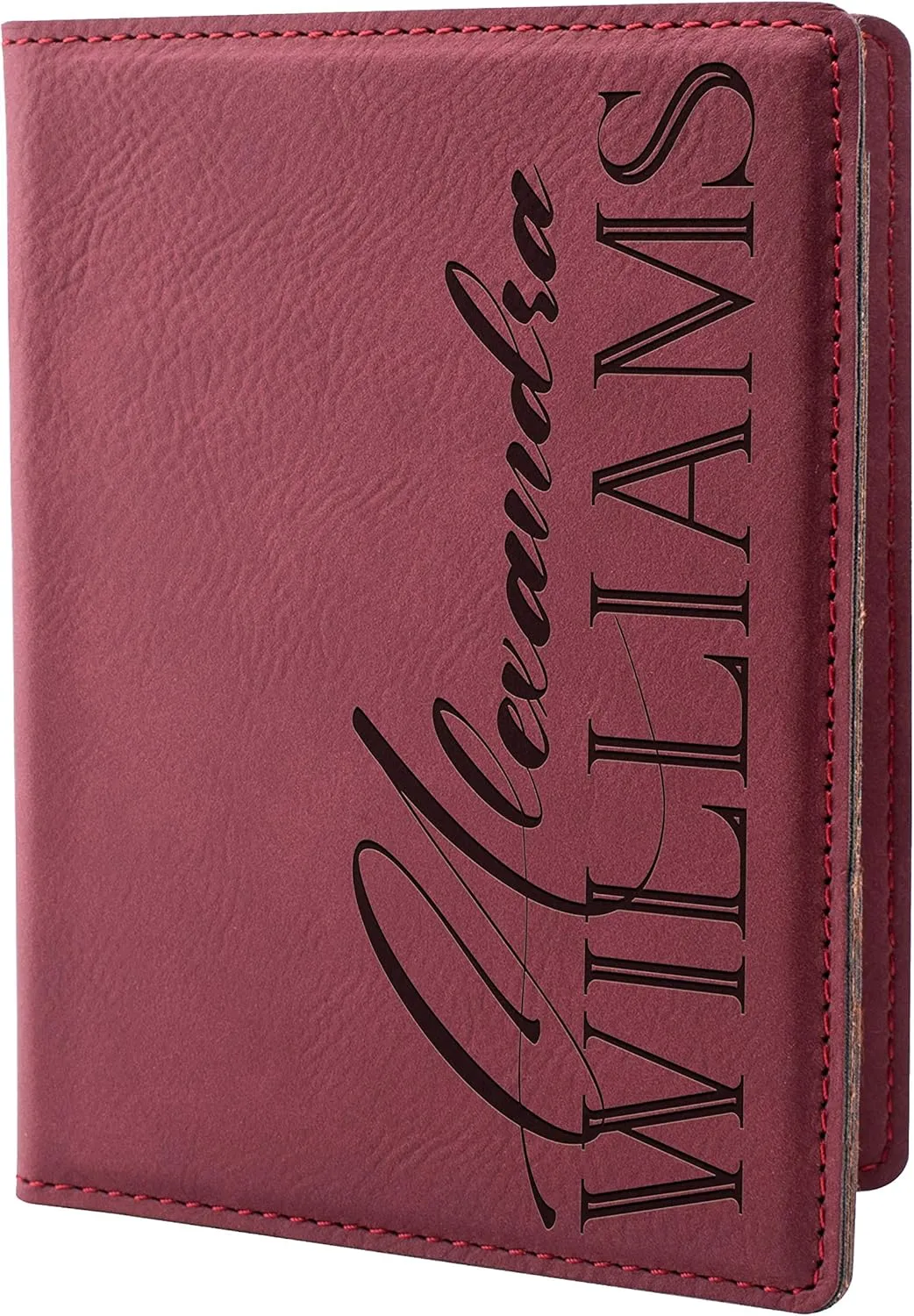 Personalization Lab Burgundy Leatherette Passport Holder, Women's Travel Wallet, Custom Passport Cover - Scratch Resistant, Lightweight