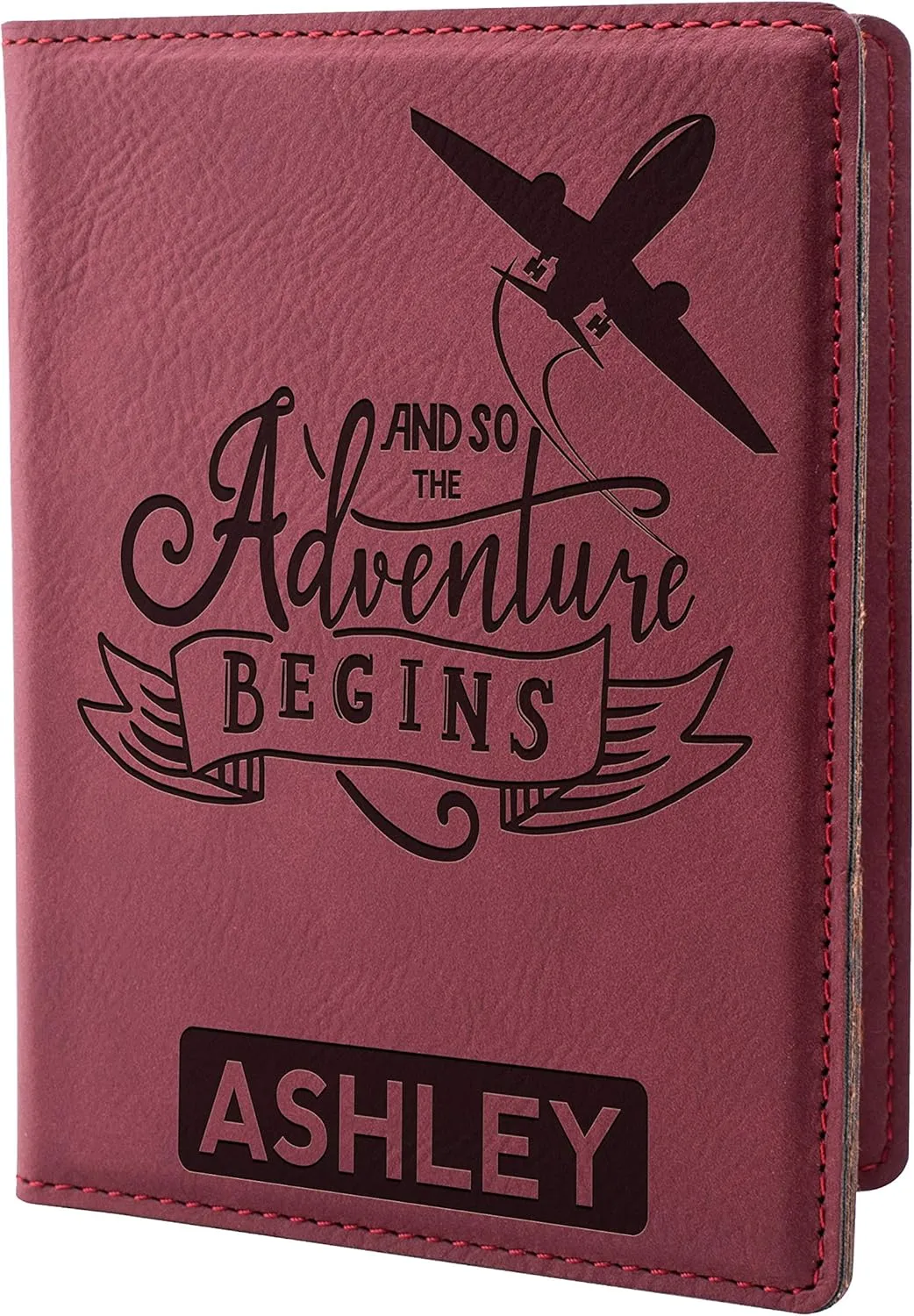 Personalization Lab Burgundy Leatherette Passport Holder, Women's Travel Wallet, Custom Passport Cover - Scratch Resistant, Lightweight