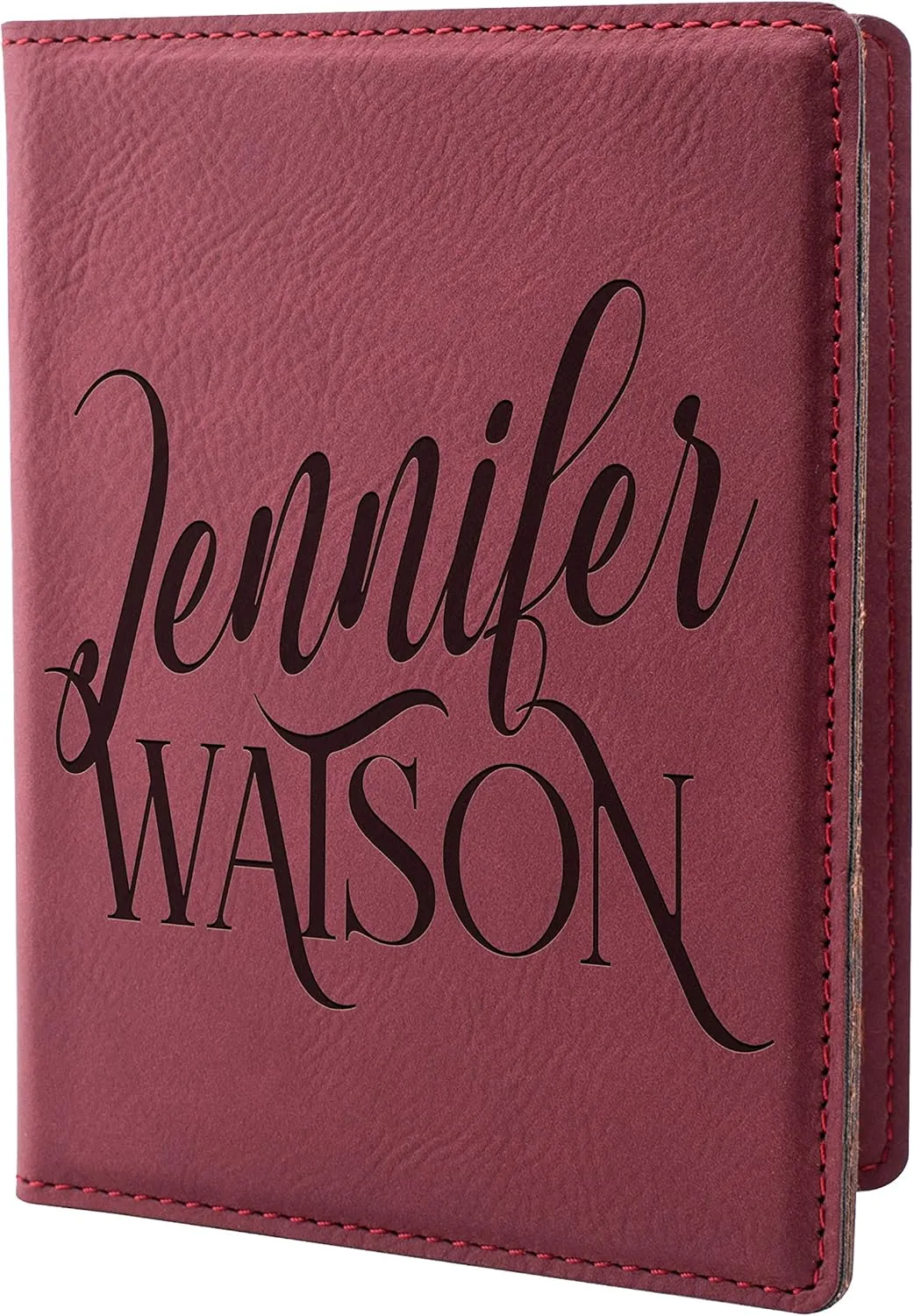 Personalization Lab Burgundy Leatherette Passport Holder, Women's Travel Wallet, Custom Passport Cover - Scratch Resistant, Lightweight