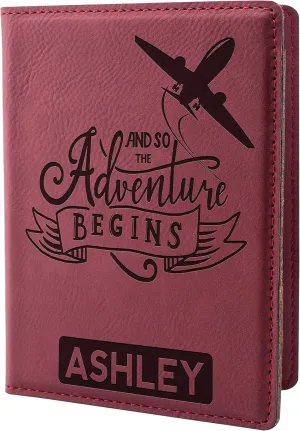 Personalization Lab Burgundy Leatherette Passport Holder, Women's Travel Wallet, Custom Passport Cover - Scratch Resistant, Lightweight