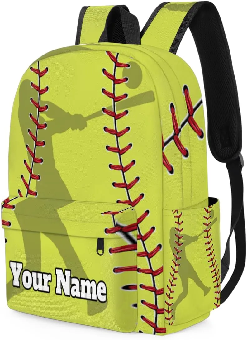 Personalized Baseball Preschool Toddler Backpack for Boys Girls Custom Kids Name Small Bookbags Kindergarten Elementary Backpack, Yellow Sport Softball