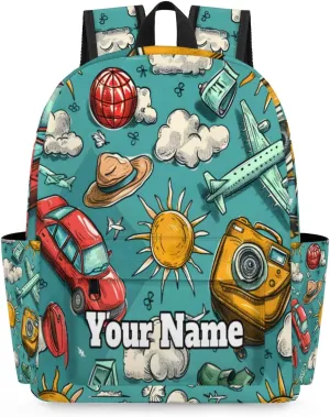 Personalized Camera Car Aircraft Preschool Toddler Backpack for Boys Girls Custom Kids Name Small Bookbags Kindergarten Elementary Backpack, Tropical Sun