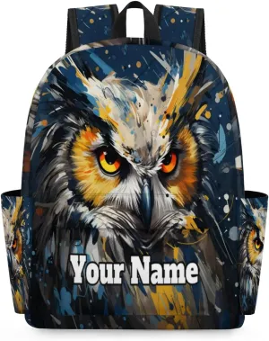 Personalized Cute Owl Preschool Toddler Backpack for Boys Girls Custom Kids Name Small Bookbags Kindergarten Elementary Backpack, Animals Owl