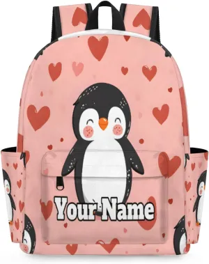 Personalized Cute Penguins Preschool Toddler Backpack for Boys Girls Custom Kids Name Small Bookbags Kindergarten Elementary Backpack, Penguin