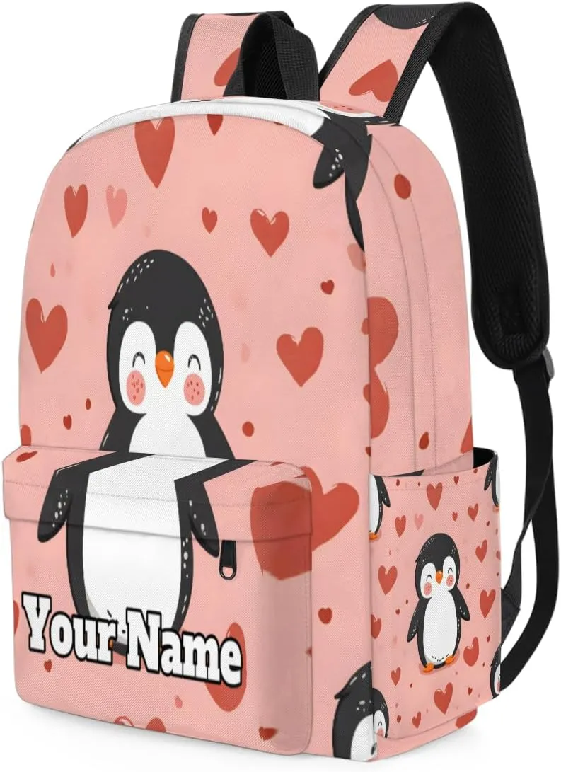 Personalized Cute Penguins Preschool Toddler Backpack for Boys Girls Custom Kids Name Small Bookbags Kindergarten Elementary Backpack, Penguin
