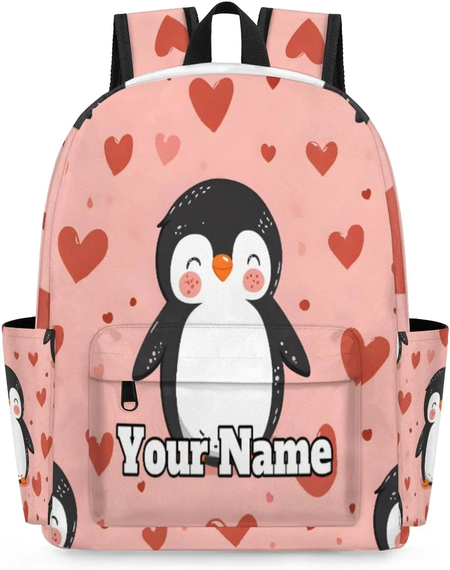 Personalized Cute Penguins Preschool Toddler Backpack for Boys Girls Custom Kids Name Small Bookbags Kindergarten Elementary Backpack, Penguin