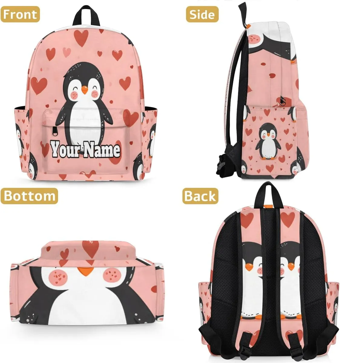Personalized Cute Penguins Preschool Toddler Backpack for Boys Girls Custom Kids Name Small Bookbags Kindergarten Elementary Backpack, Penguin