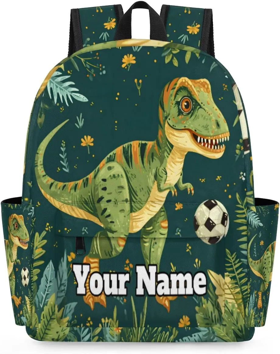 Personalized Dinosaur Preschool Toddler Backpack for Boys Girls Custom Kids Name Small Bookbags Kindergarten Elementary Backpack, Sports Soccer