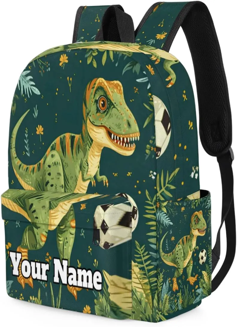 Personalized Dinosaur Preschool Toddler Backpack for Boys Girls Custom Kids Name Small Bookbags Kindergarten Elementary Backpack, Sports Soccer