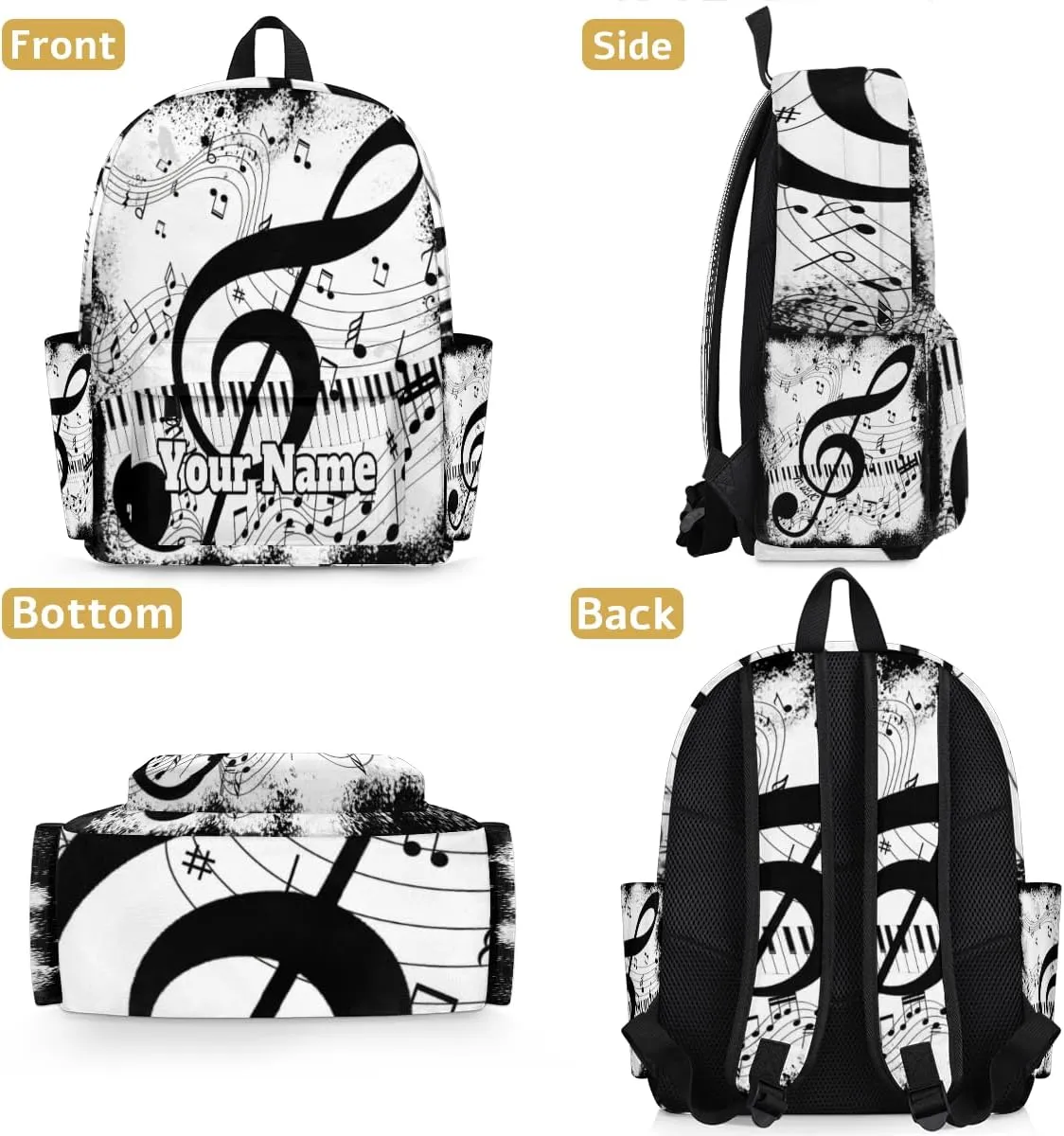 Personalized Music Notes Preschool Toddler Backpack for Boys Girls Custom Kids Name Small Bookbags Kindergarten Elementary Backpack, Piano Keyboard