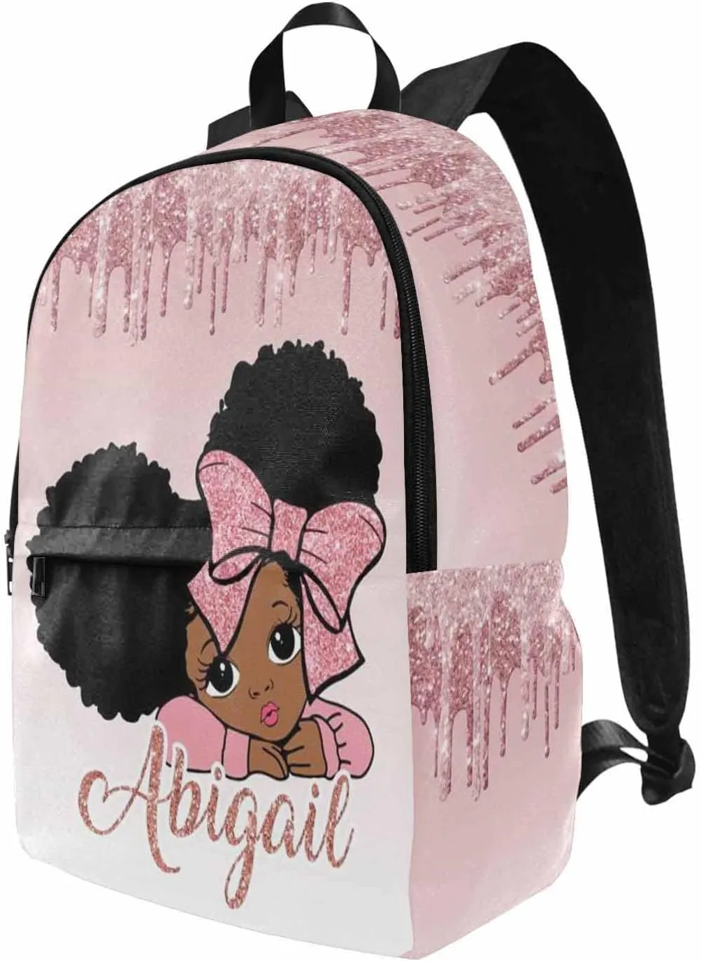 Personalized Name Bags Pink Drip Peekaboo Girl Travel Daypack Large Capacity Rucksack High School Book Bag Computer Laptop Bag for Girls Boys Women Men