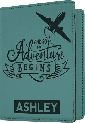 Personalized Passport Holder, 10 Color Leatherette Passport Cover for Women and Men, Custom Travel Accessories, Travel Wallet, Family Passport Wallet, Travel Gifts - Teal
