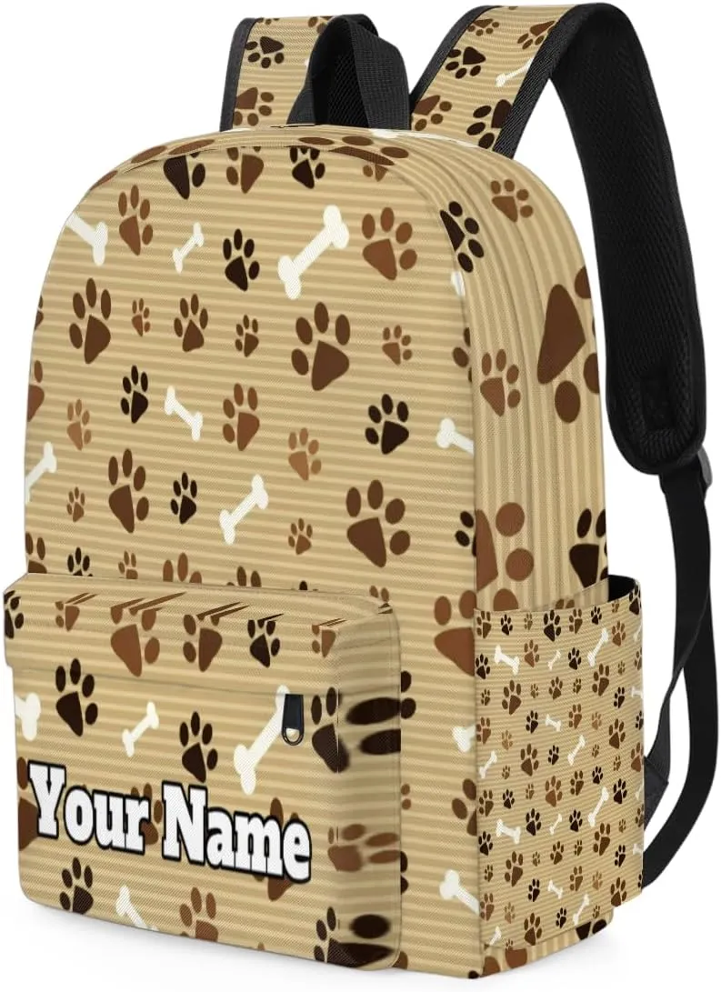 Personalized Pawprint Animal Paw Preschool Toddler Backpack for Boys Girls Custom Kids Name Small Bookbags Kindergarten Elementary Backpack, Footprint with Bones