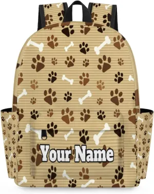 Personalized Pawprint Animal Paw Preschool Toddler Backpack for Boys Girls Custom Kids Name Small Bookbags Kindergarten Elementary Backpack, Footprint with Bones