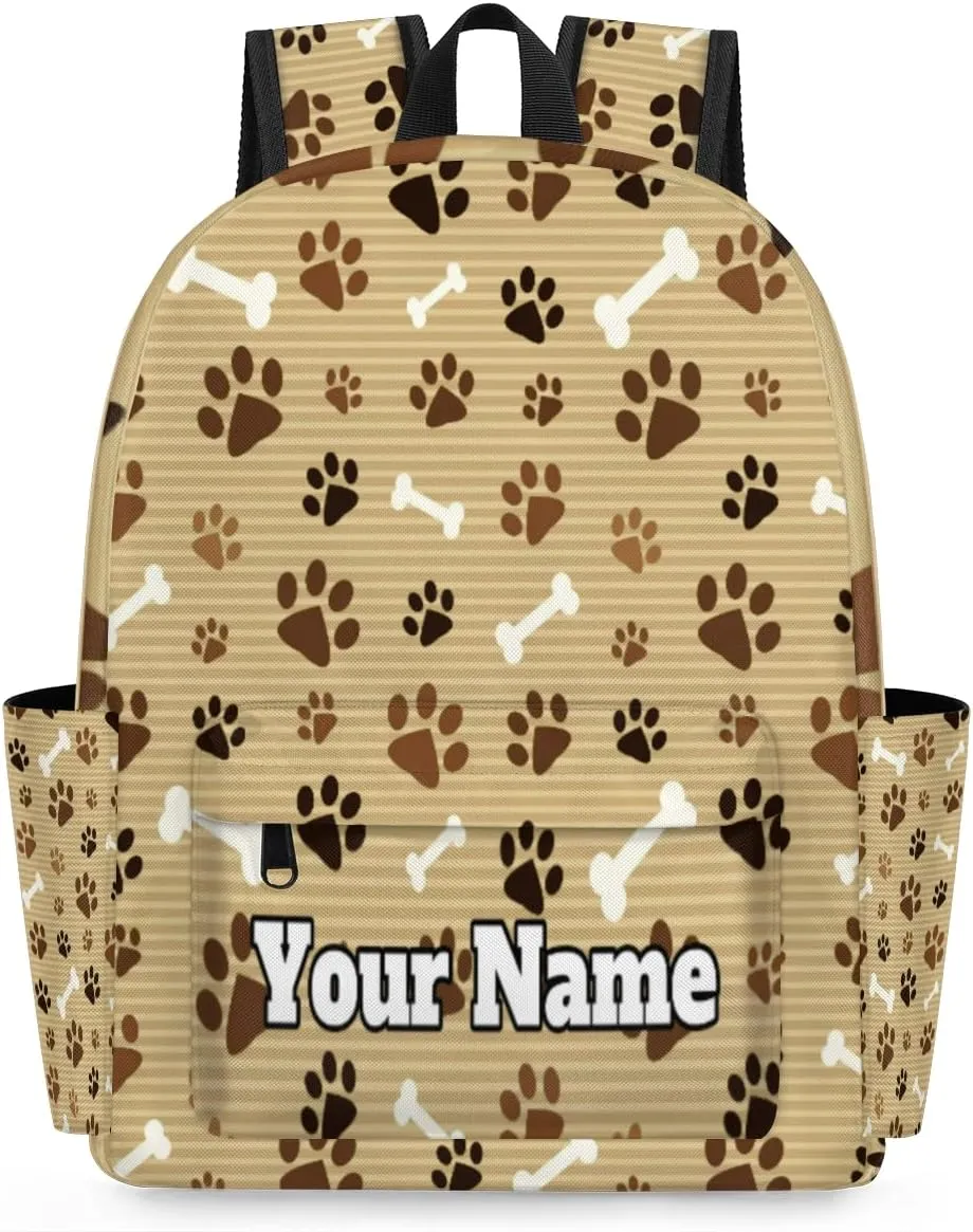 Personalized Pawprint Animal Paw Preschool Toddler Backpack for Boys Girls Custom Kids Name Small Bookbags Kindergarten Elementary Backpack, Footprint with Bones