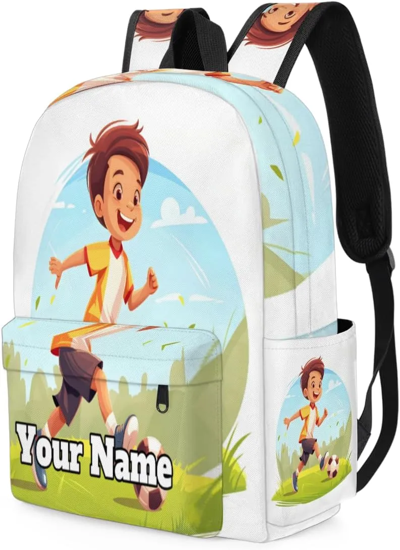 Personalized Sports Football Preschool Toddler Backpack for Boys Girls Custom Kids Name Small Bookbags Kindergarten Elementary Backpack, Soccer Player