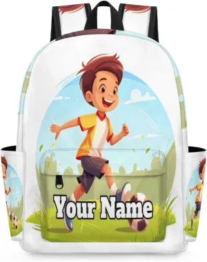 Personalized Sports Football Preschool Toddler Backpack for Boys Girls Custom Kids Name Small Bookbags Kindergarten Elementary Backpack, Soccer Player