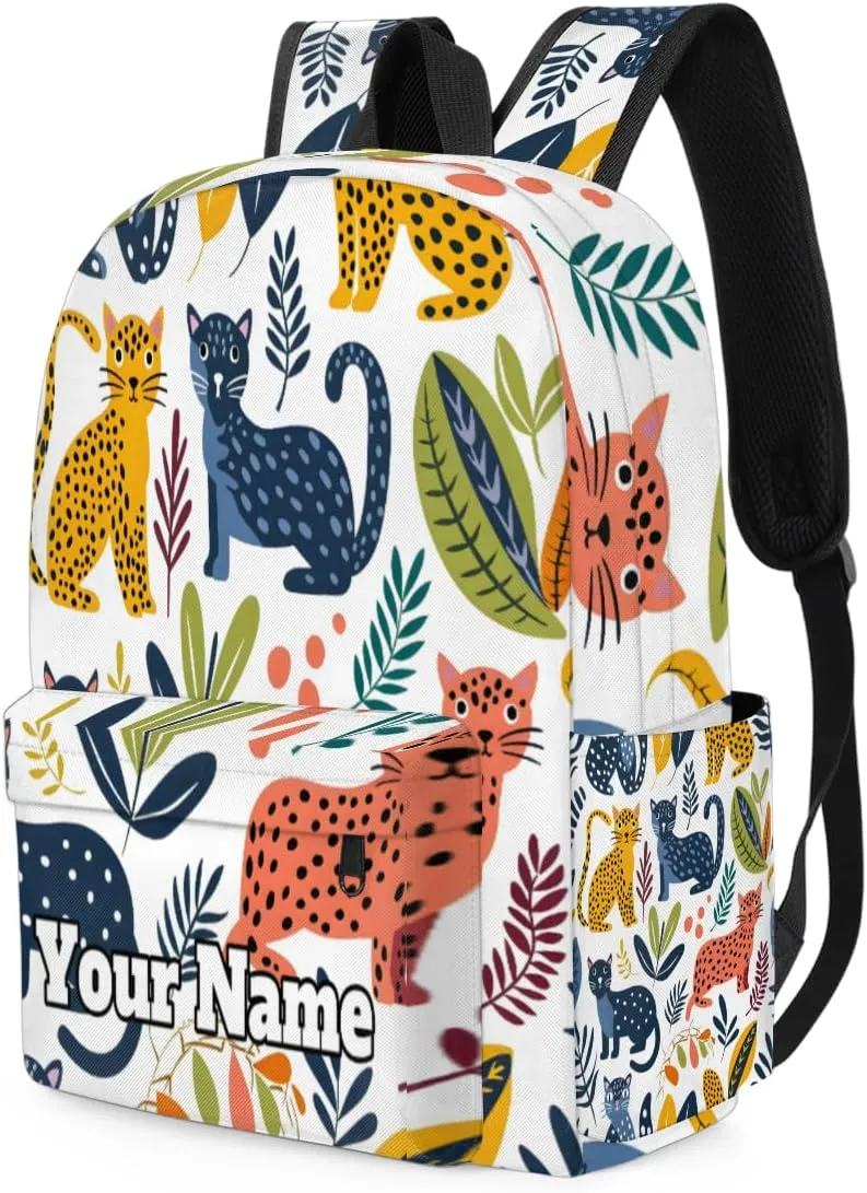Personalized Tropical Palm Leave Leopard Preschool Toddler Backpack for Boys Girls Custom Kids Name Small Bookbags Kindergarten Elementary Backpack, Leopards