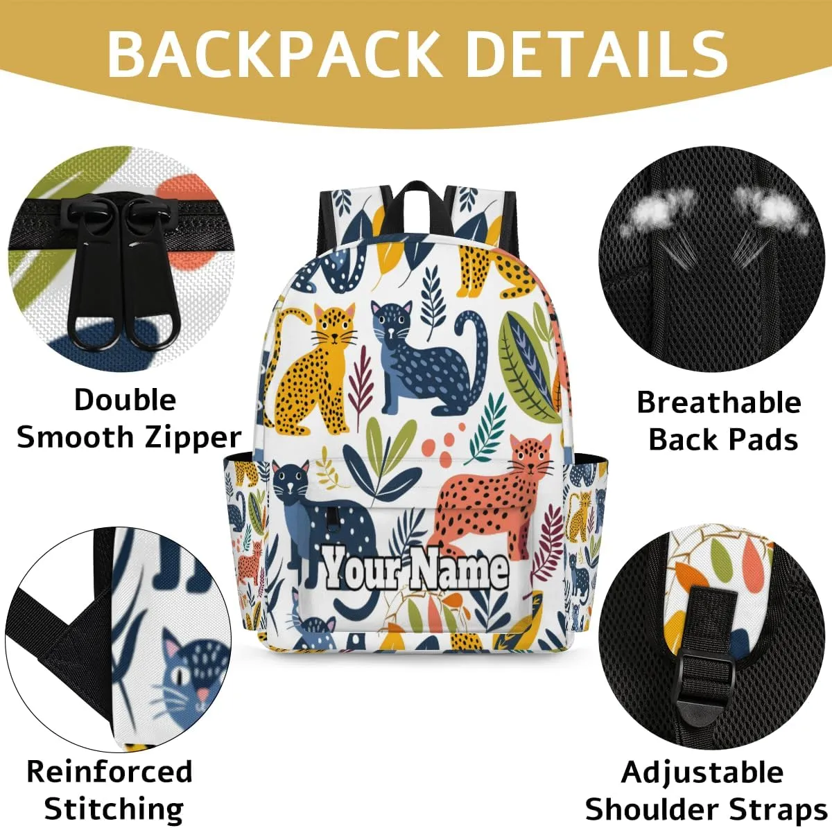 Personalized Tropical Palm Leave Leopard Preschool Toddler Backpack for Boys Girls Custom Kids Name Small Bookbags Kindergarten Elementary Backpack, Leopards