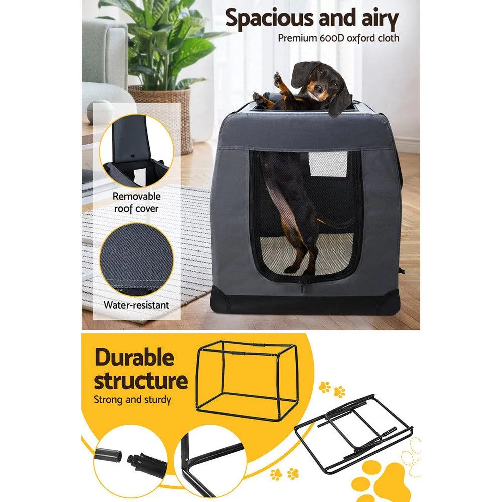 Pet Carrier Soft Crate Dog Cat Portable Foldable - Grey