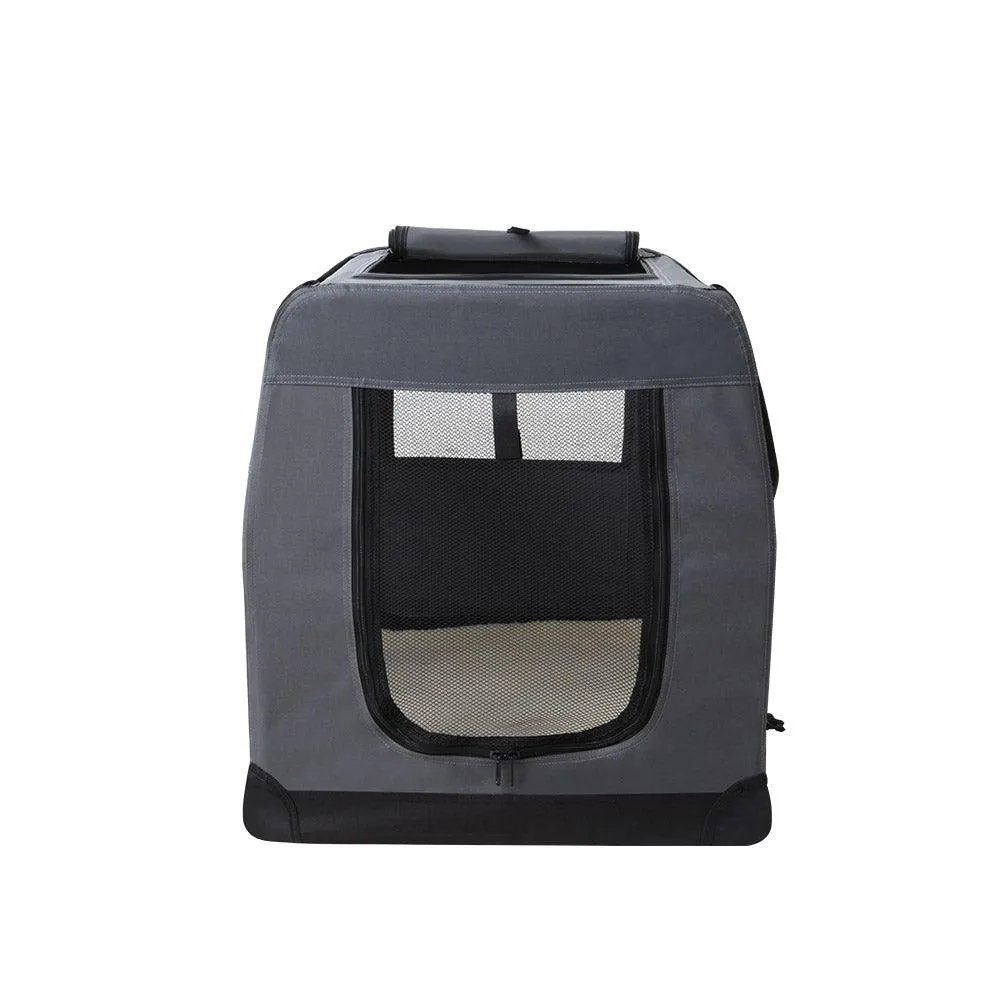 Pet Carrier Soft Crate Dog Cat Portable Foldable - Grey