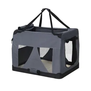 Pet Carrier Soft Crate Dog Cat Portable Foldable - Grey