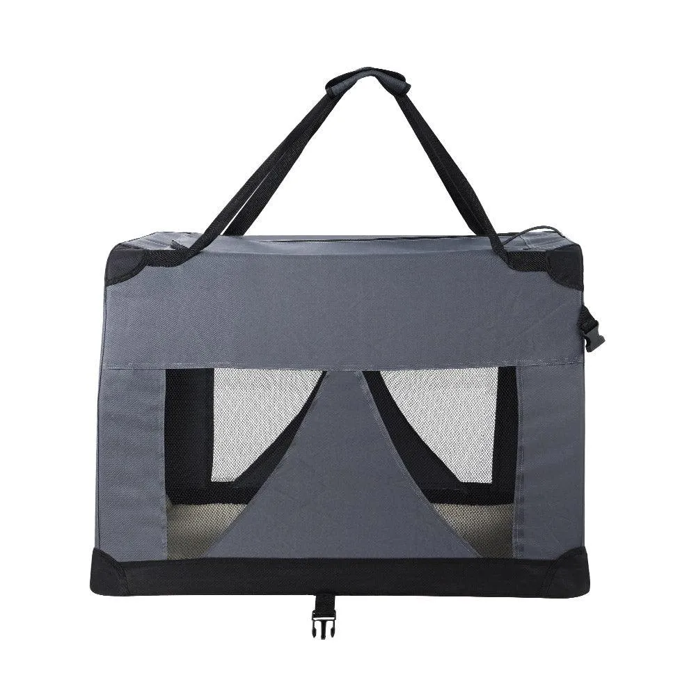 Pet Carrier Soft Crate Dog Cat Portable Foldable - Grey